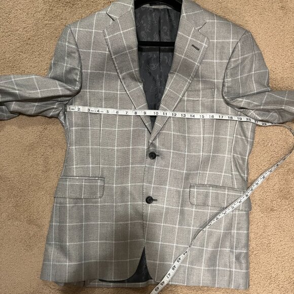 Arnold Brant Mens Sport Coat Gray Windowpane Lightweight Blazer 40S corporate - Picture 7 of 12